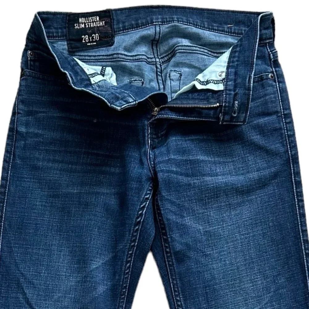 Hollister Jeans 28 X 30 Slim Straight Medium Wash Blue Denim - Picture 3 of 11